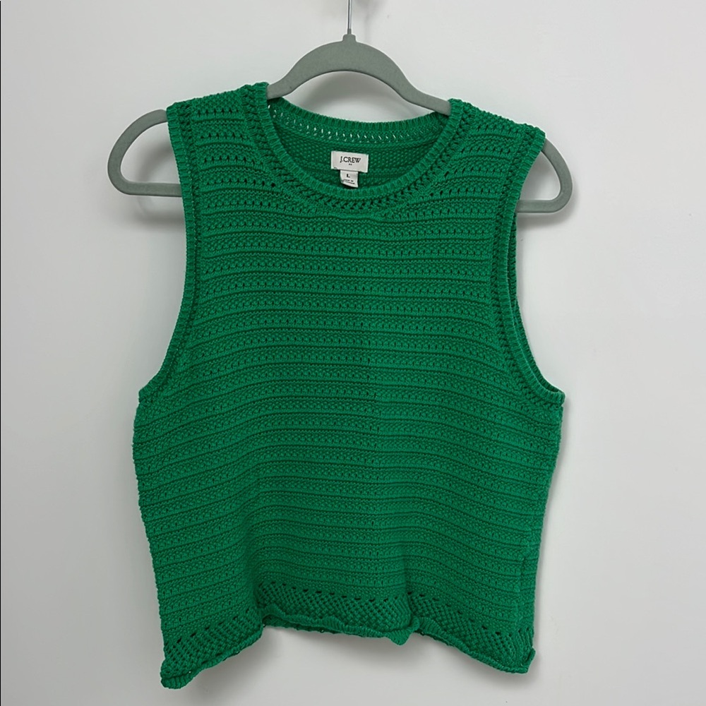 J. Crew Vibrant Green Crochet Tank Top